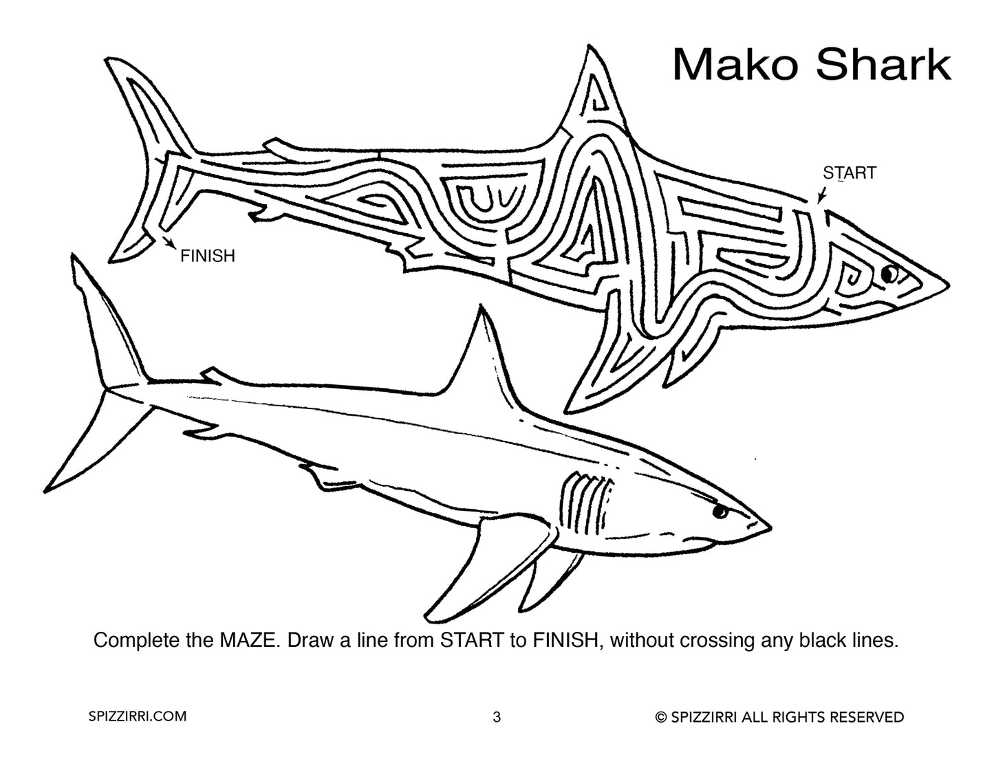 SHARK MAZES 8.5 X 11: Digital Download of An Educational Activity Coloring Book