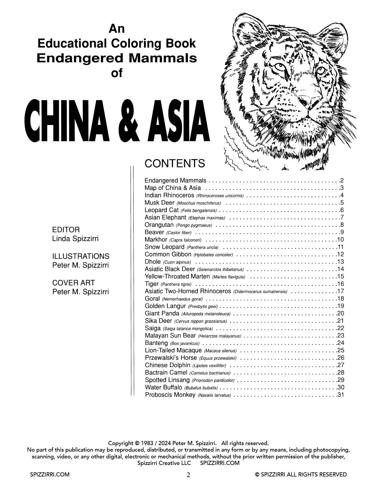 ENDANGERED MAMMALS OF CHINA & ASIA: Digital Download of An Educational Coloring Book