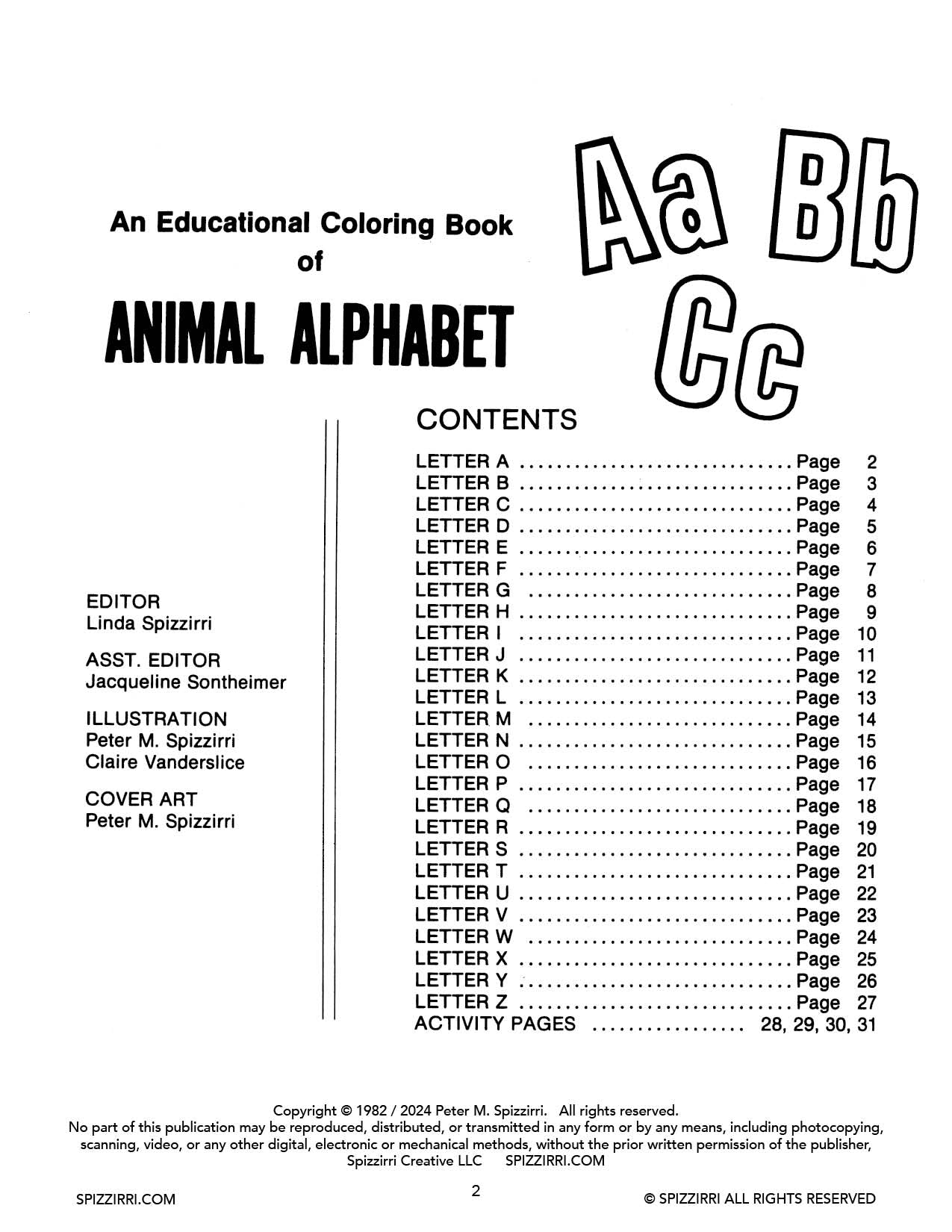 ANIMAL ALPHABET: Digital Download of An Educational Coloring Book