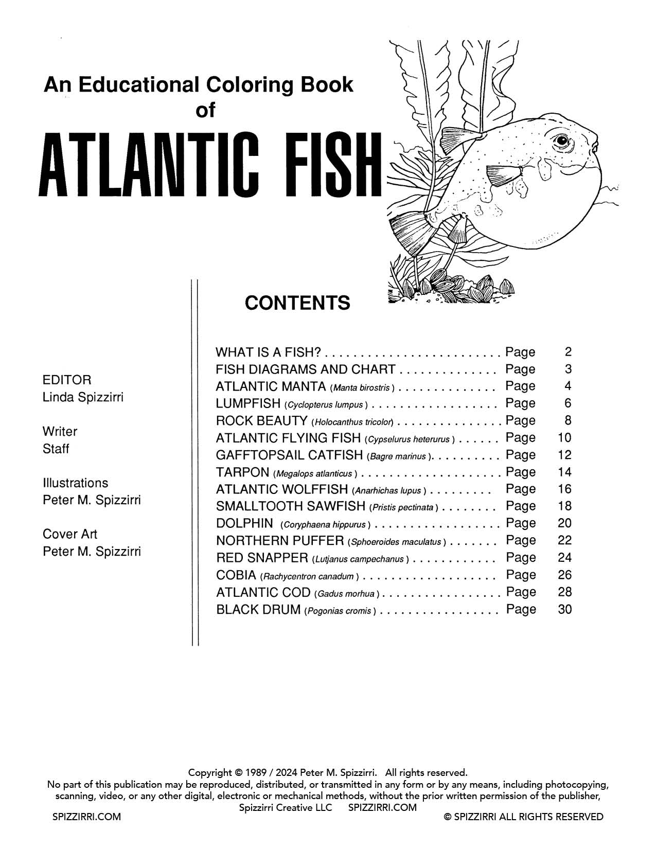 ATLANTIC FISH: Digital Download of An Educational Coloring Book