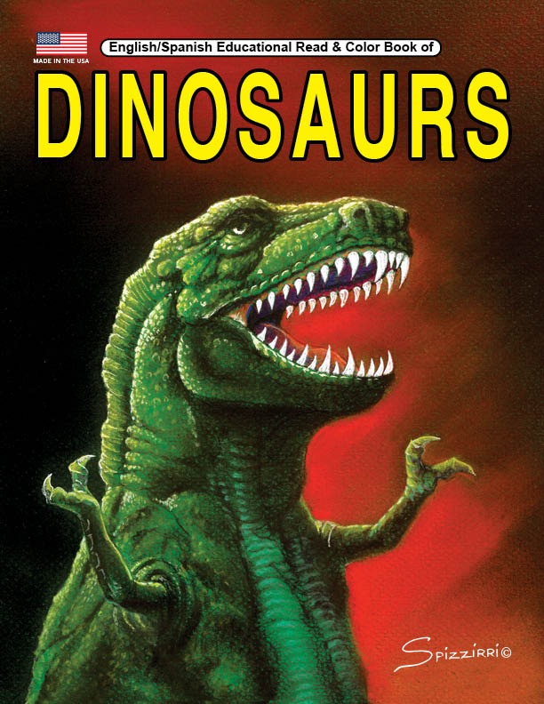 DINOSAURS ENGLISH/SPANISH: Digital Download of An Educational Coloring Book