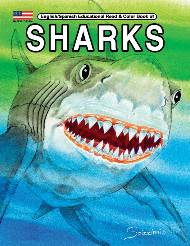 SHARKS ENGLISH/SPANISH: Digital Download of An Educational Coloring Book