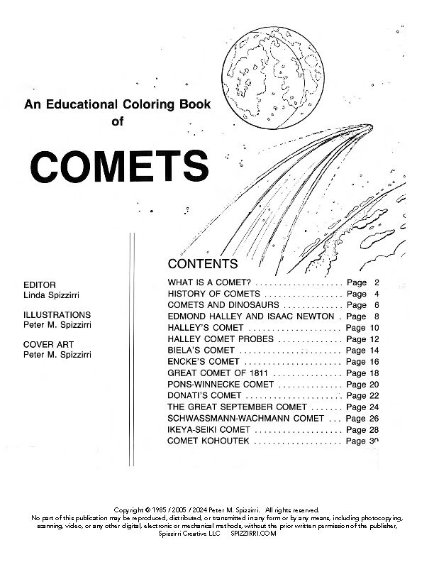 COMETS: Digital Download of an Educational Coloring Book