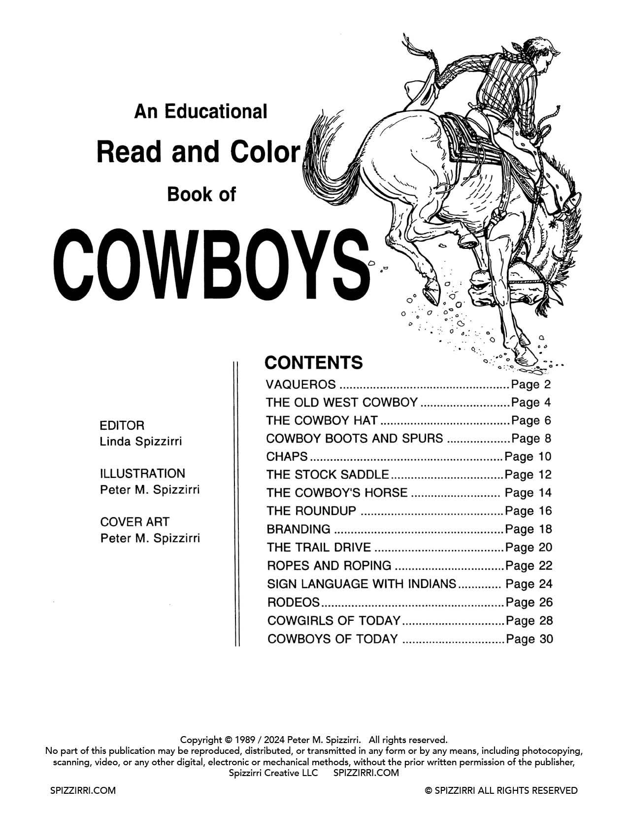 COWBOYS: Digital Download of An Educational Coloring Book