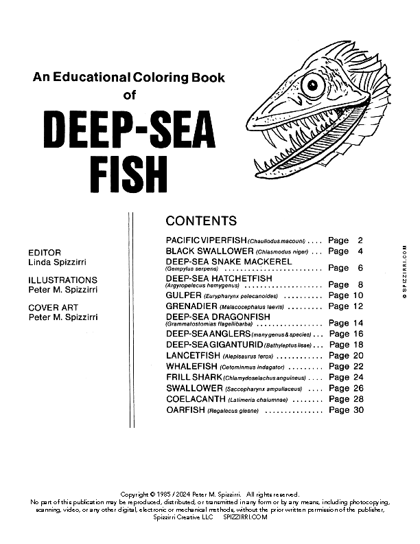 DEEP SEA FISH: Digital Download of An Educational Coloring Book