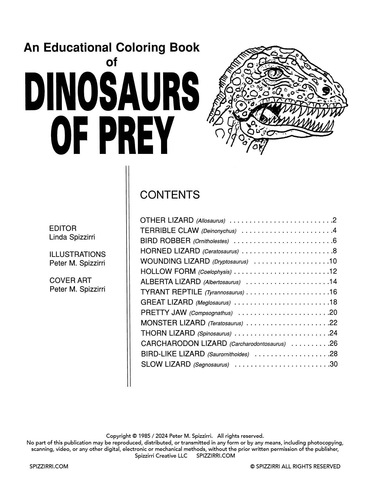 DINOSAURS OF PREY: Digital Download of An Educational Coloring Book