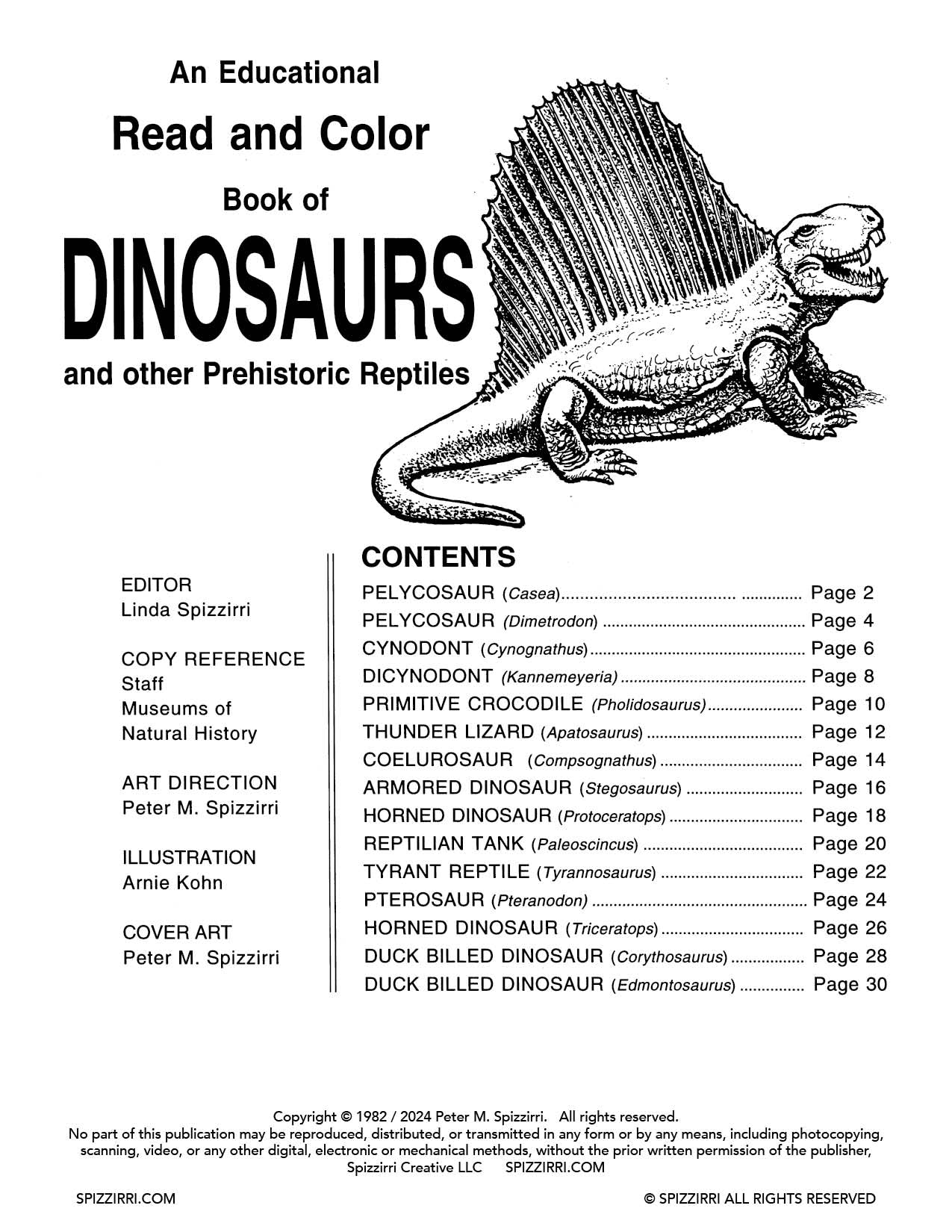 DINOSAURS: Digital Download of An Educational Coloring Book