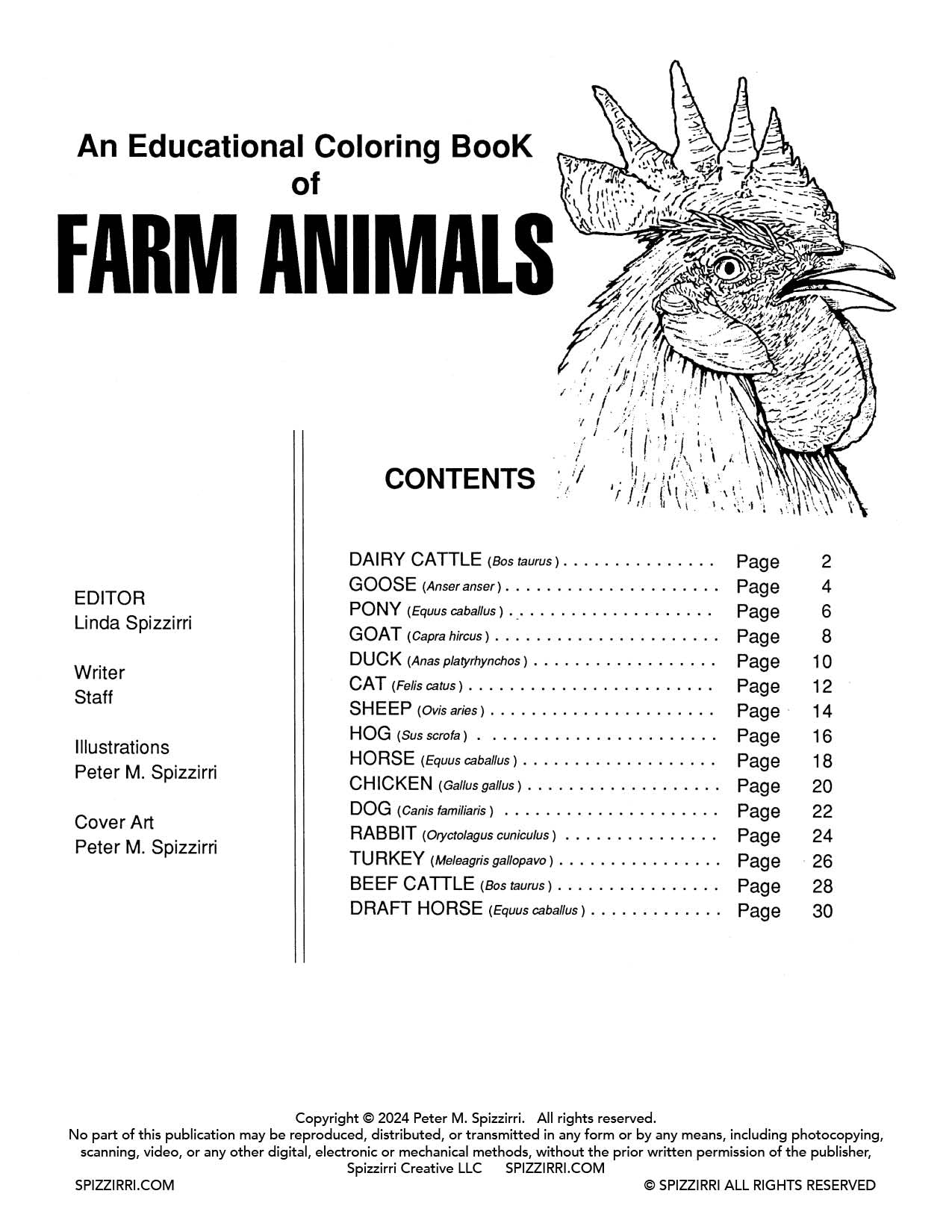 FARM ANIMALS: Digital Download of An Educational Coloring Book