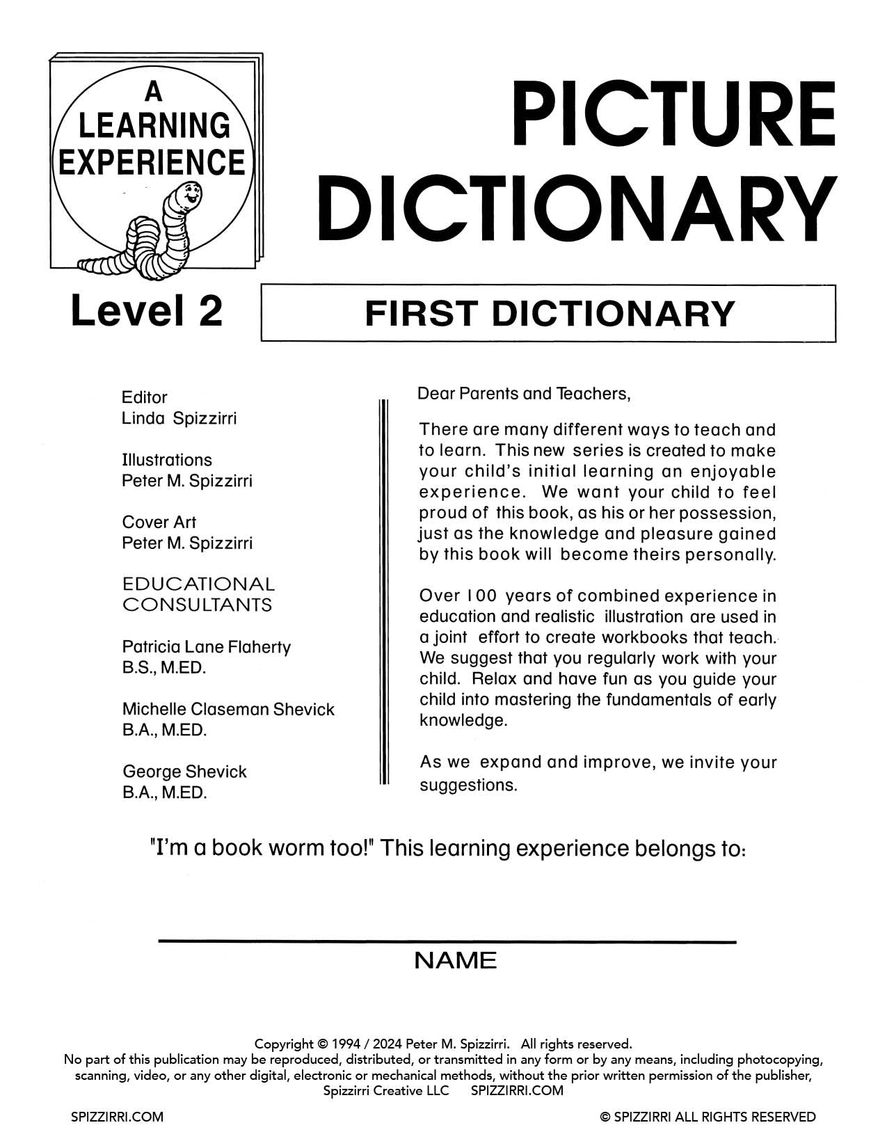Picture Dictionary: DIGITAL Educational Coloring Book