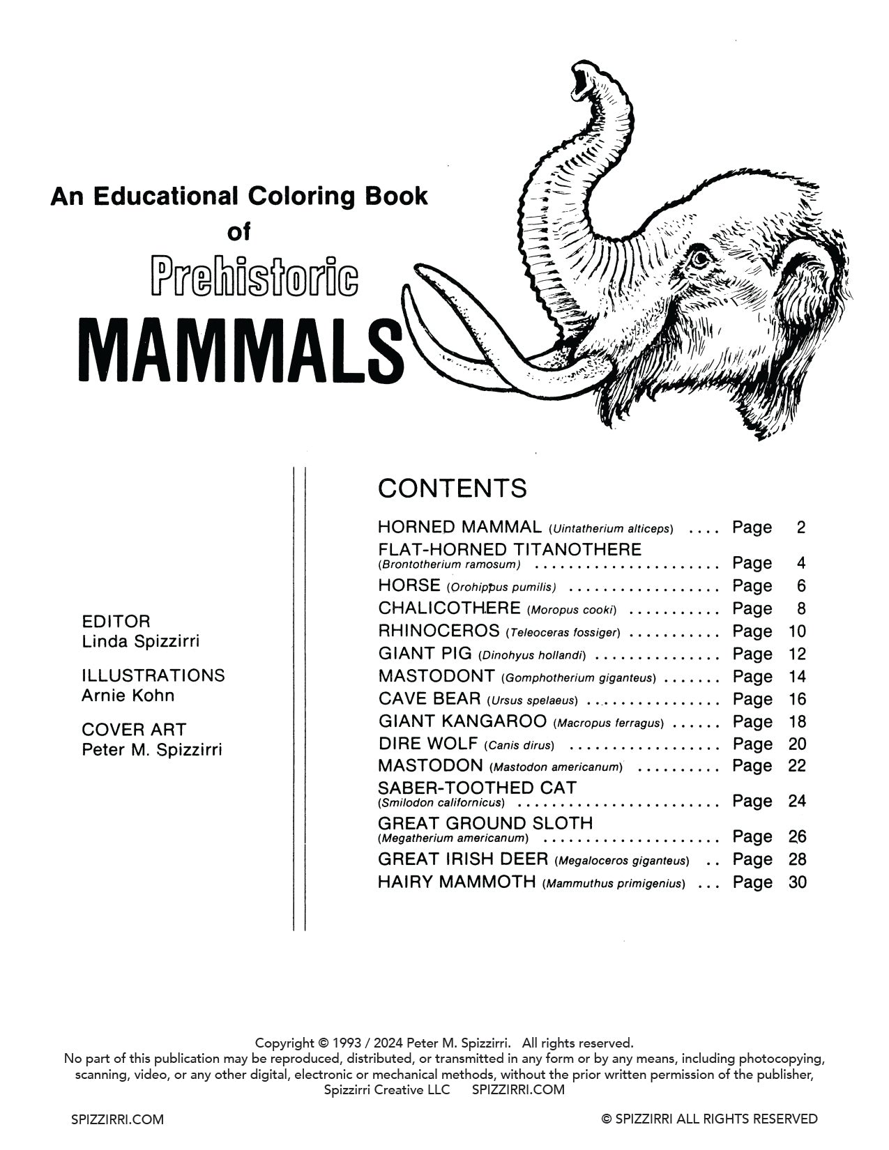 Prehistoric Mammals: DIGITAL Educational Coloring Book
