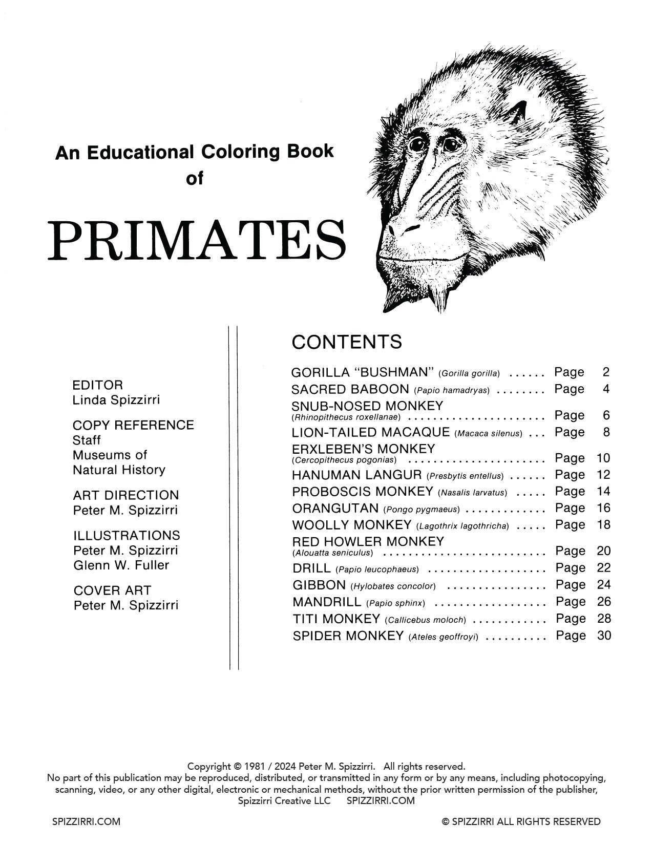 Primates: DIGITAL Educational Coloring Book