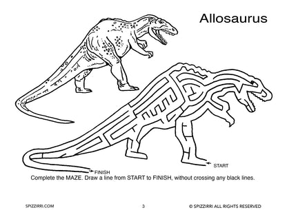 DINOSAUR MAZES 8.5 X 11: Digital Download of An Educational Activity Coloring Book