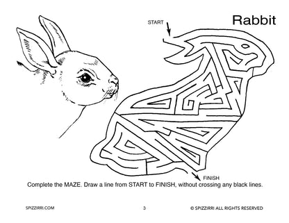 FARM MAZES 8.5 X 11: Digital Download of An Educational Activity Coloring Book