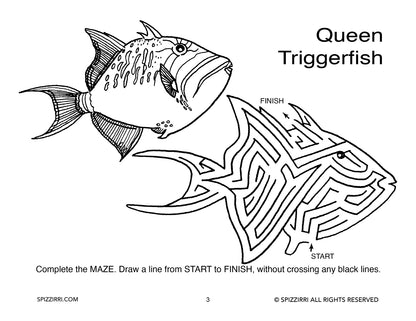 FISH MAZES 8.5 X 11: Digital Download of An Educational Activity Coloring Book