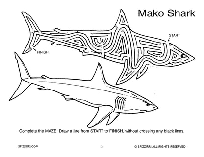 SHARK MAZES 8.5 X 11: Digital Download of An Educational Activity Coloring Book