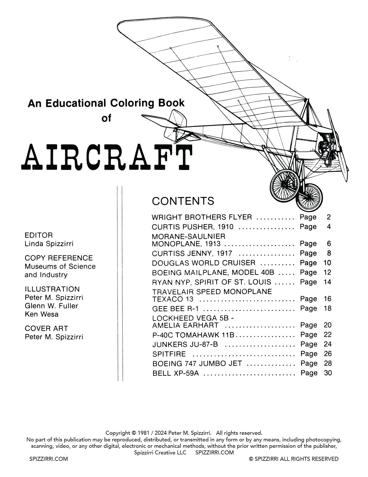 AIRCRAFT: Digital Download of An Educational Coloring Book