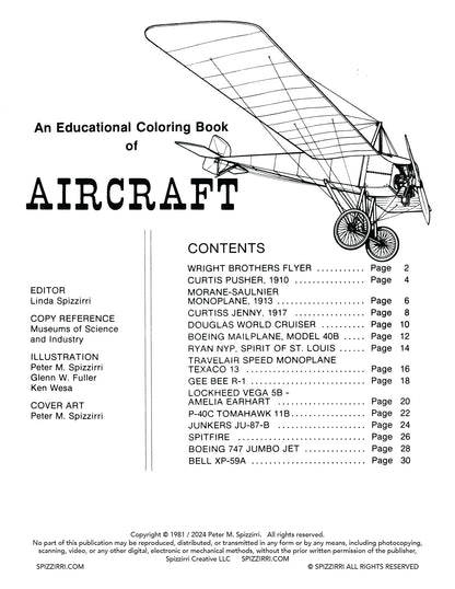 AIRCRAFT: Digital Download of An Educational Coloring Book