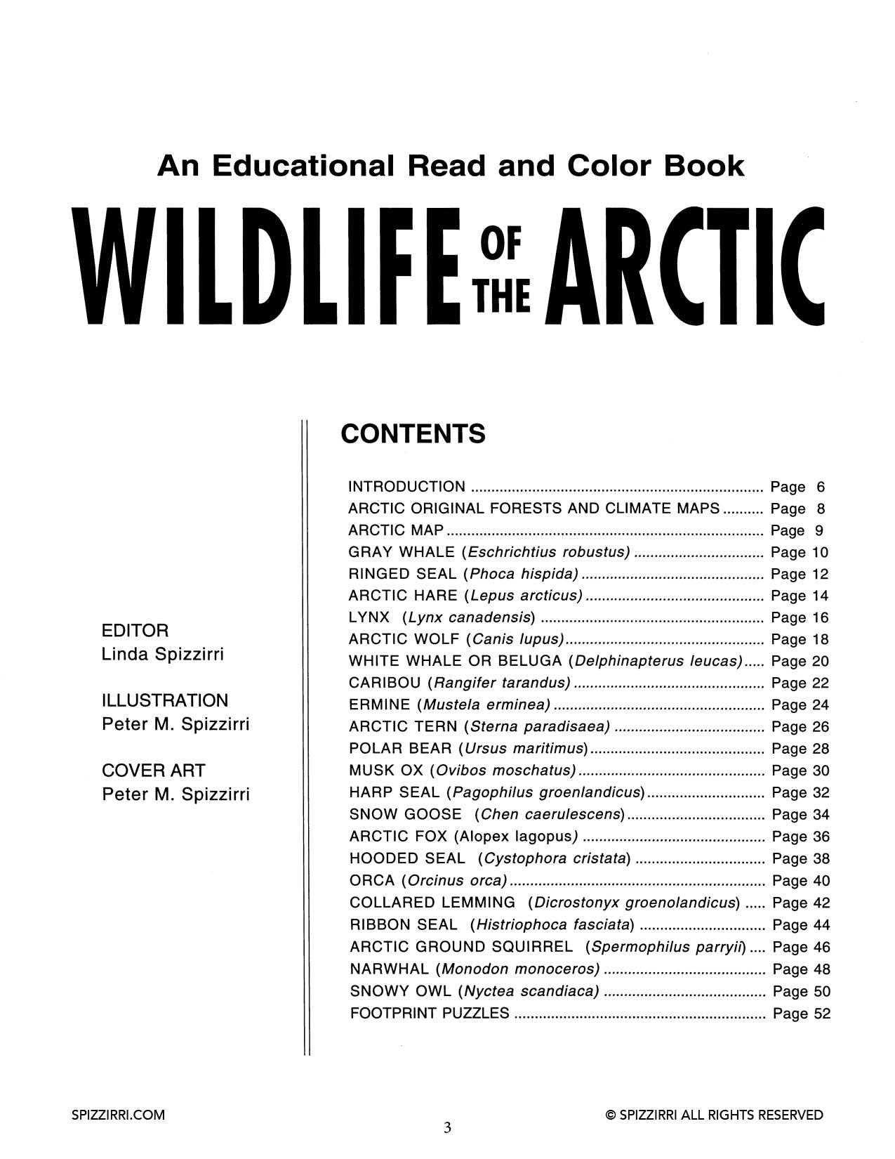 WILDLIFE OF THE ARCTIC: Digital Download of An Educational Coloring Book