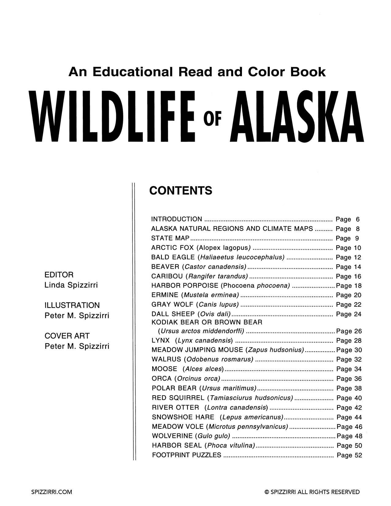 WILDLIFE OF ALASKA: Digital Download of An Educational Coloring Book