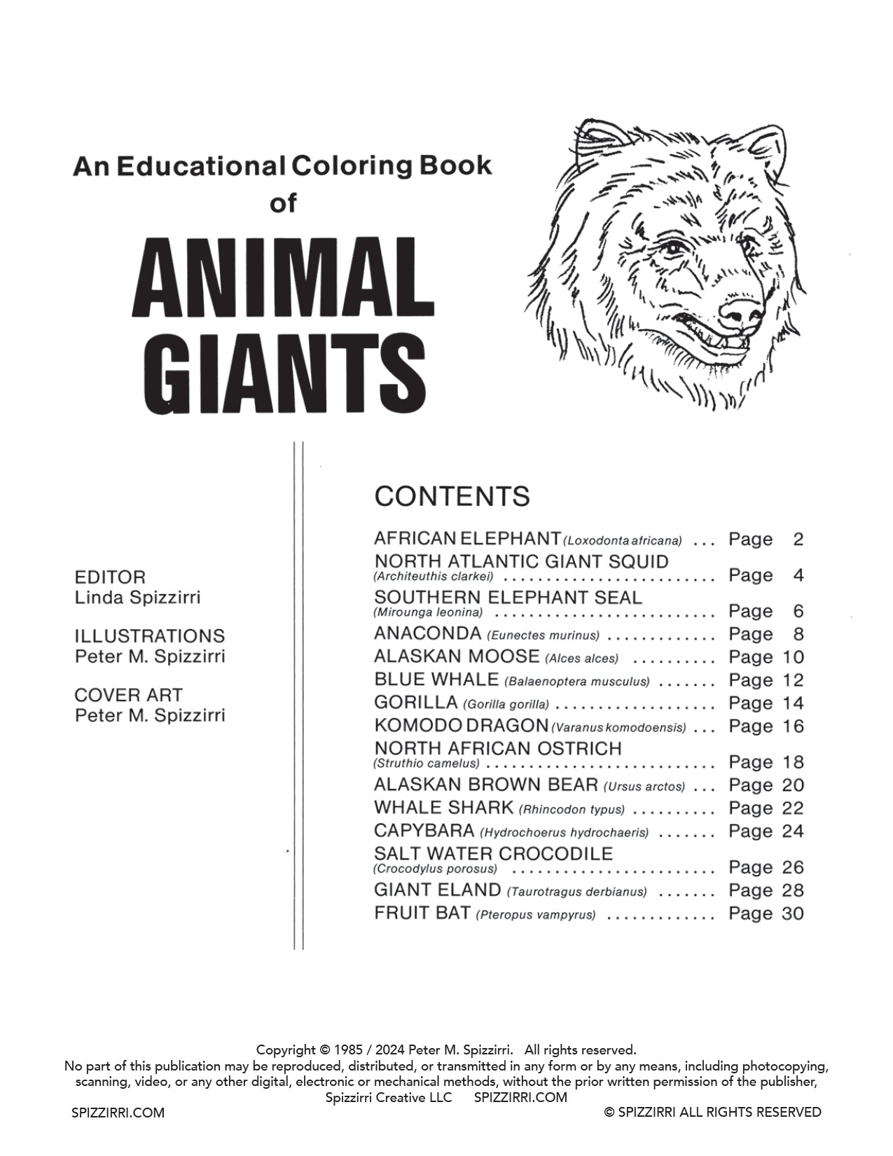 ANIMAL GIANTS: Digital Download of An Educational Coloring Book