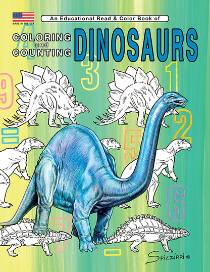 COUNT & COLOR DINOSAURS: Digital Download of An Educational Coloring Book