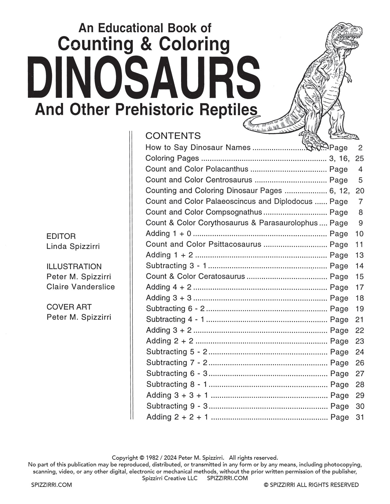 COUNT & COLOR DINOSAURS: Digital Download of An Educational Coloring Book