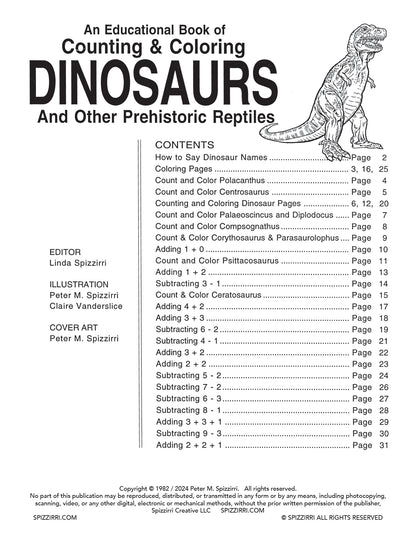 COUNT & COLOR DINOSAURS: Digital Download of An Educational Coloring Book