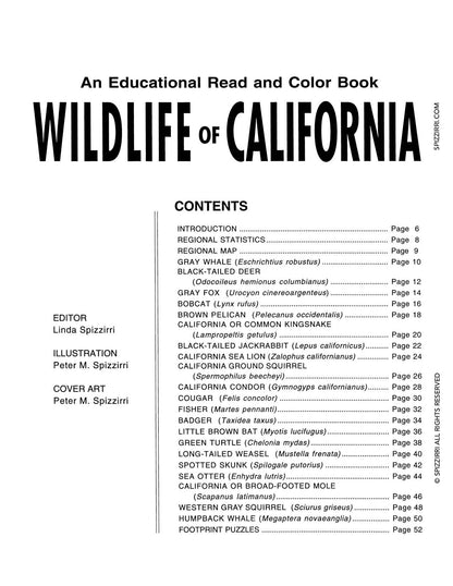 WILDLIFE OF CALIFORNIA: Digital Download of An Educational Coloring Book