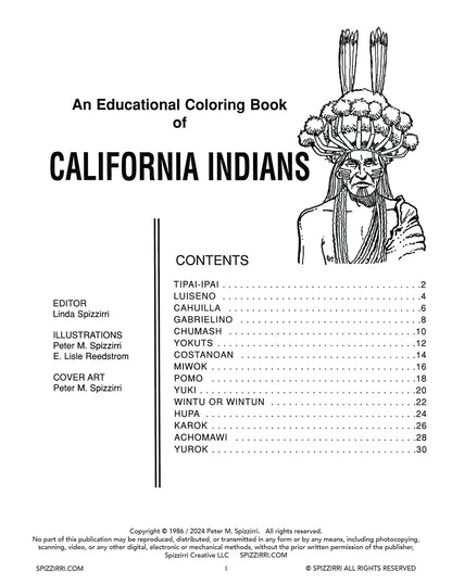 CALIFORNIA INDIANS: Digital Download of Educational Coloring Book