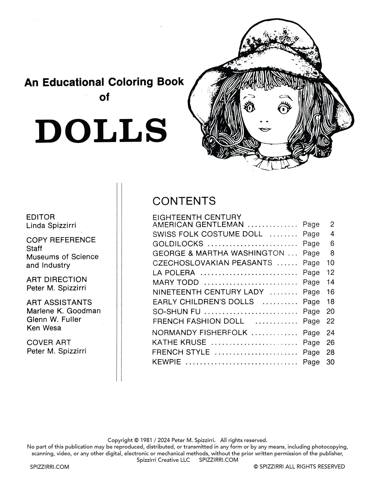 DOLLS: Digital Download of Educational Coloring Book