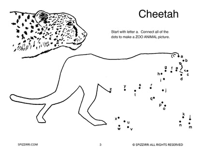 ALPHABET DOT TO DOT ZOO ANIMALS: Digital Download of An Educational Activity Coloring Book