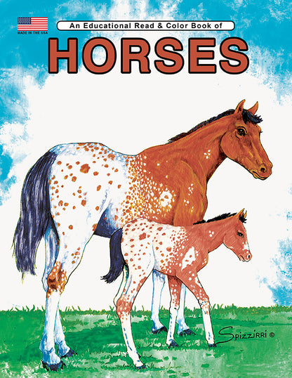 HORSES: Digital Download of An Educational Coloring Book