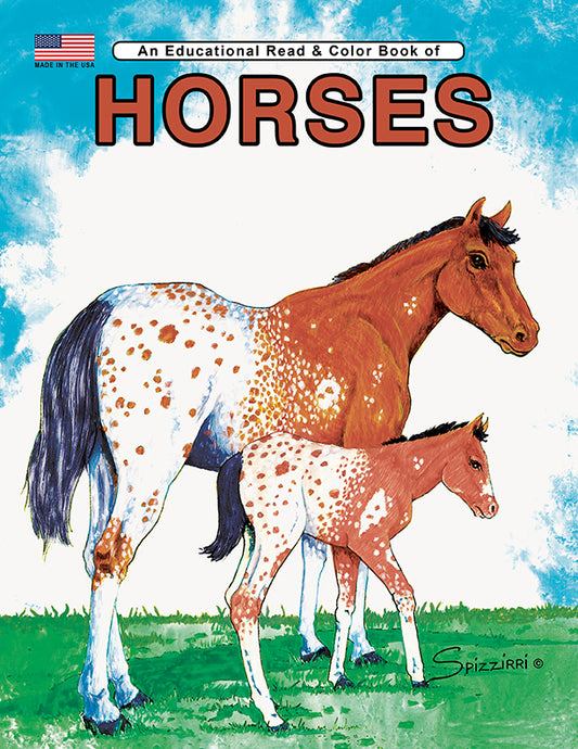 HORSES: Digital Download of An Educational Coloring Book