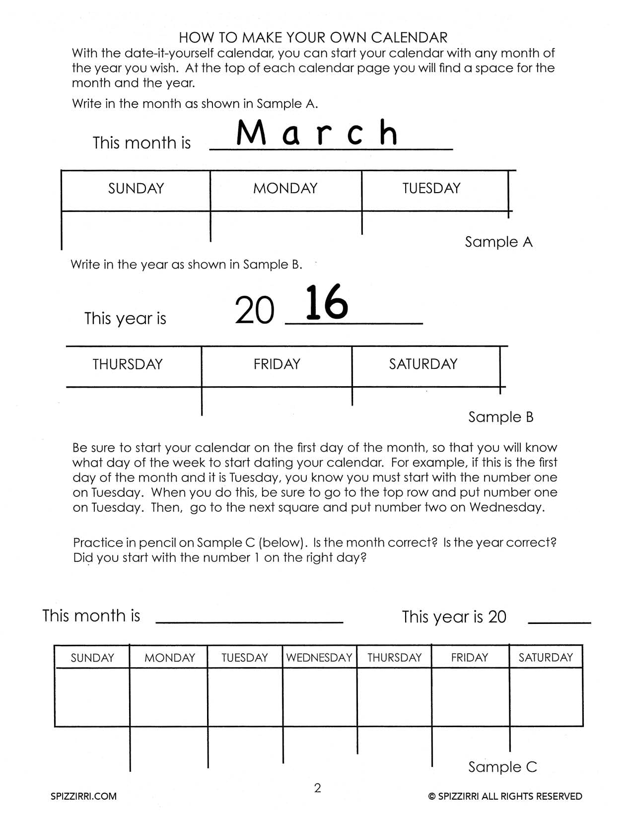 MAKE A CALENDAR: Digital Download of An Early Learning Workbook