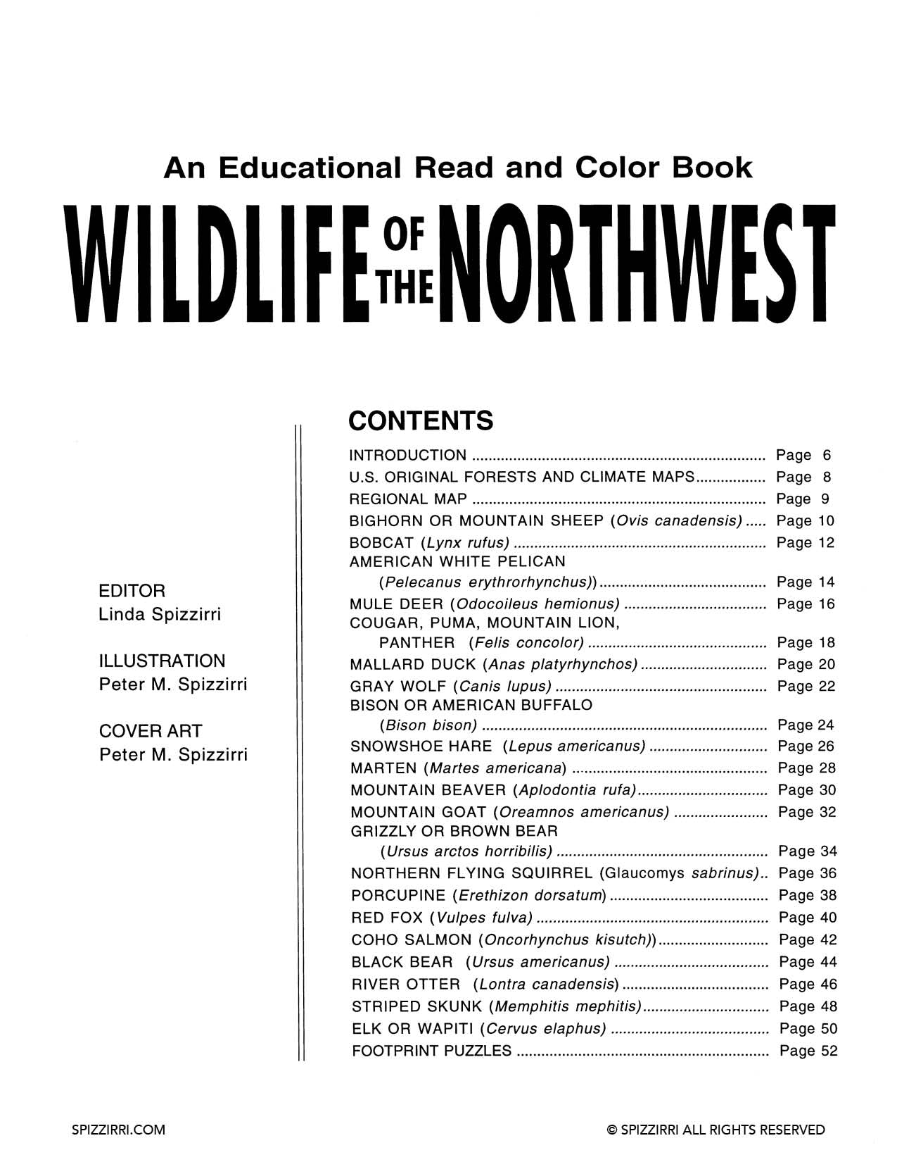 WILDLIFE OF THE NORTHWEST: Digital Download of An Educational Coloring Book