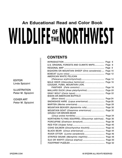 WILDLIFE OF THE NORTHWEST: Digital Download of An Educational Coloring Book