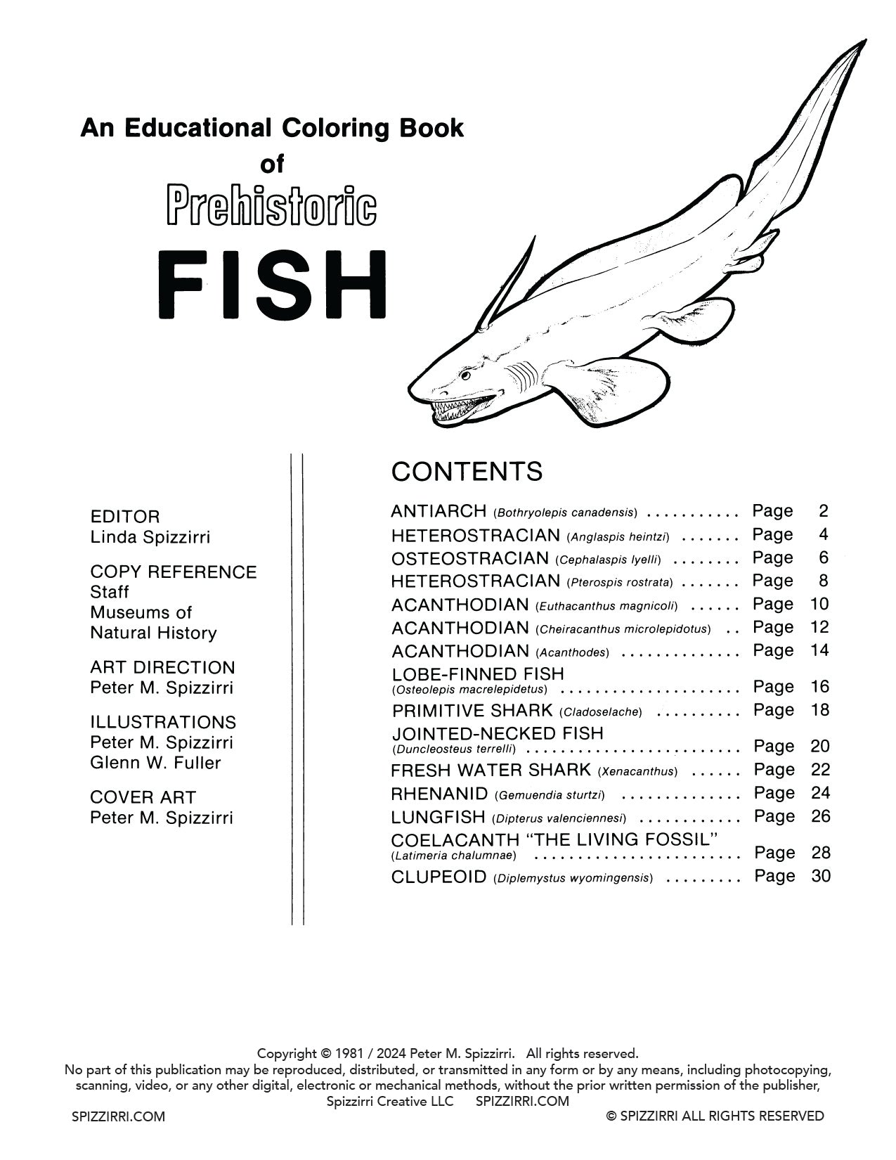 PREHISTORIC FISH: Digital Download of Educational Coloring Book