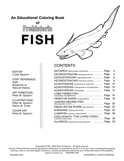 PREHISTORIC FISH: Digital Download of Educational Coloring Book