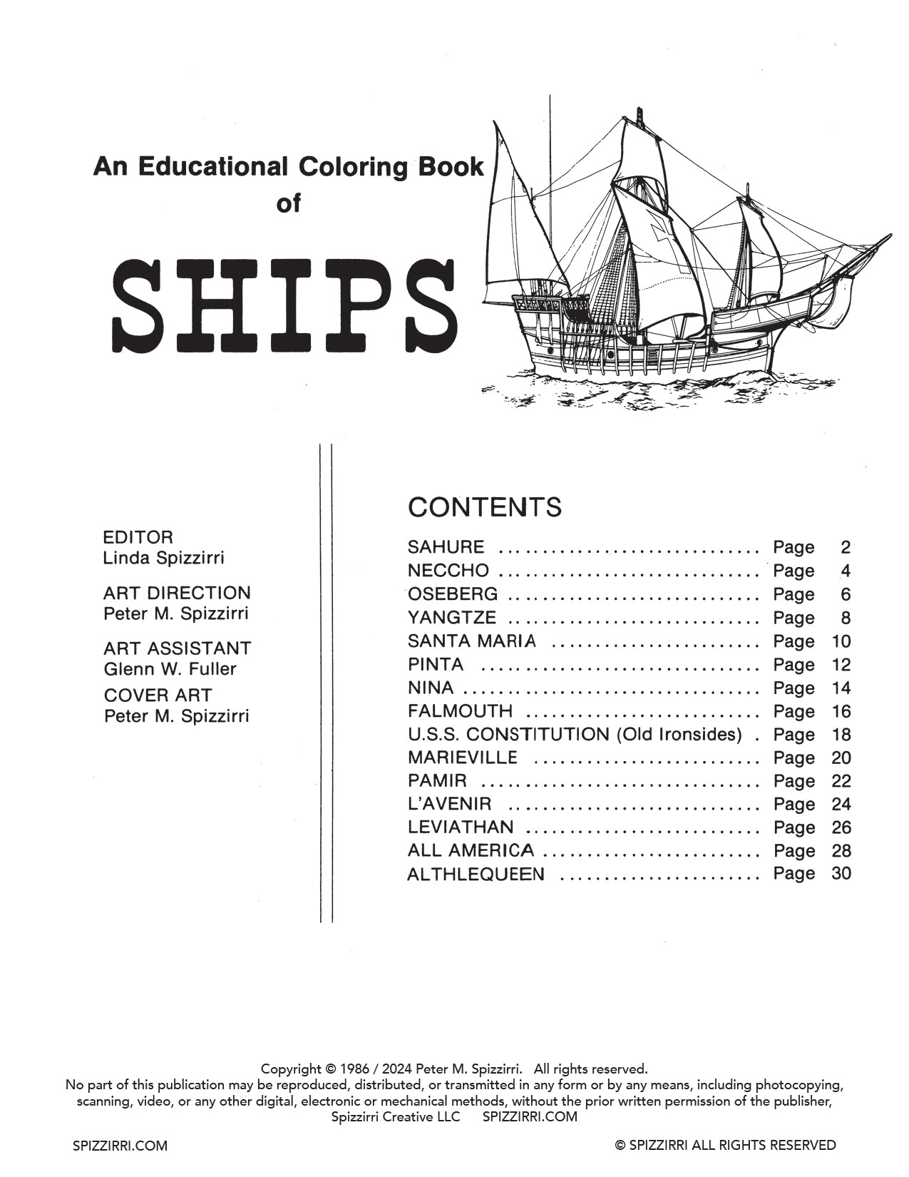 SHIPS: Digital Download of Educational Coloring Book