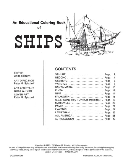 SHIPS: Digital Download of Educational Coloring Book