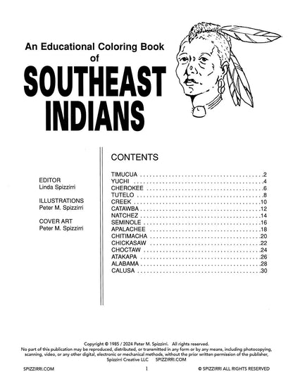 SOUTHEAST INDIANS: Digital Download of An Educational Coloring Book