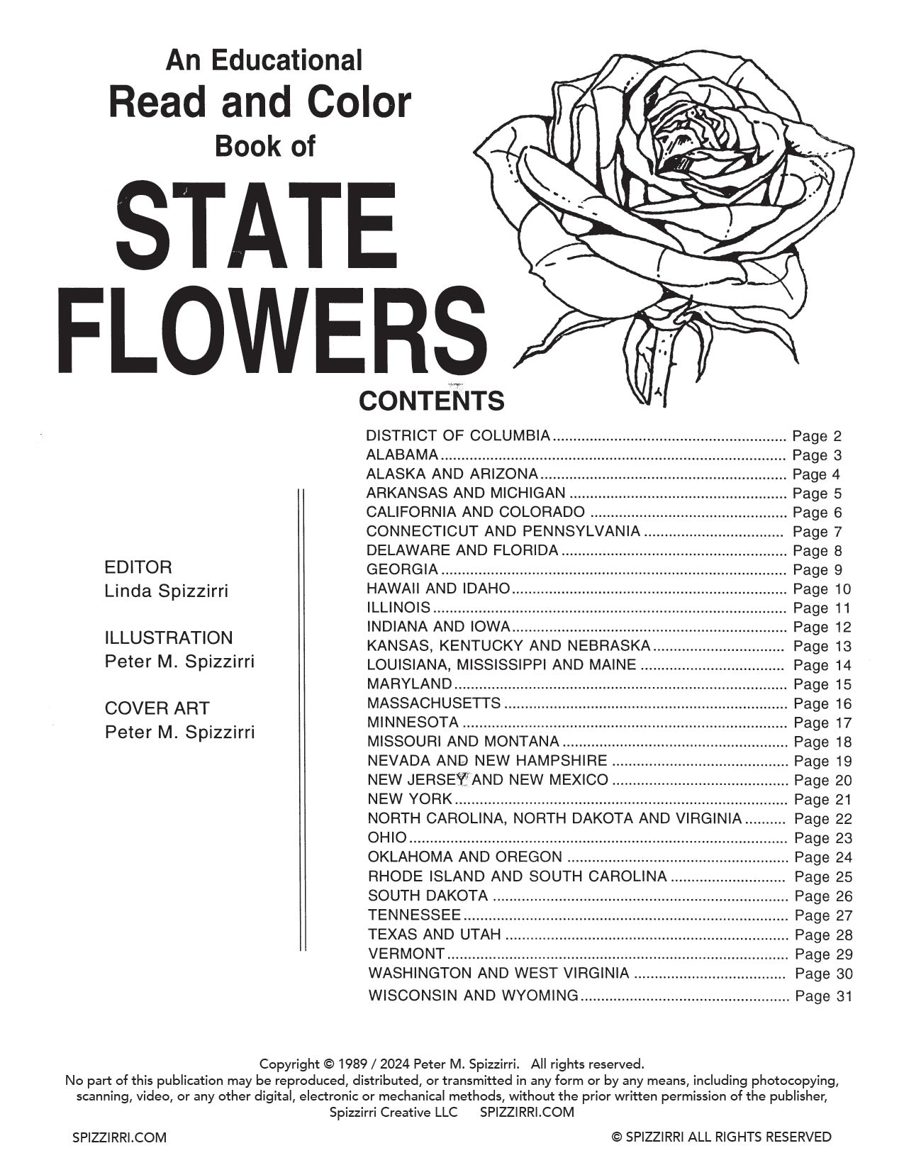 STATE FLOWERS: Digital Download of An Educational Coloring Book