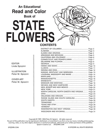 STATE FLOWERS: Digital Download of An Educational Coloring Book