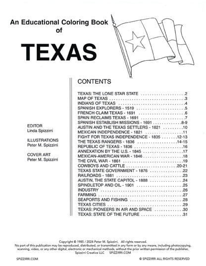 TEXAS: Digital Download of An Educational Coloring Book