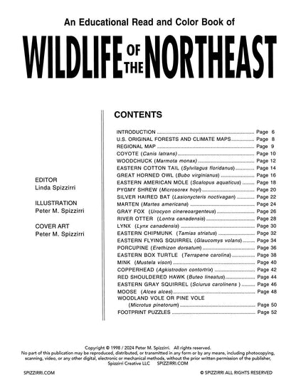 WILDLIFE OF THE NORTHEAST: Digital Download of An Educational Coloring Book